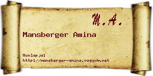 Mansberger Amina névjegykártya